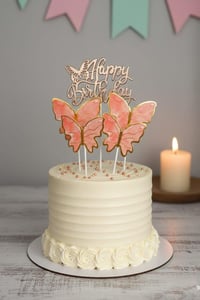 Rose Gold Happy Birthday & Kelebek Pasta Süsü Seti (5 Parça)