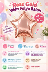 Rose Gold Yıldız Folyo Balon 45 cm - Bebek Çocuk Parti Kutlama