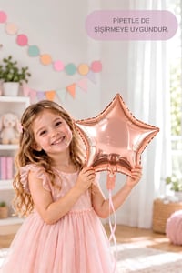 Rose Gold Yıldız Folyo Balon 45 cm - Bebek Çocuk Parti Kutlama
