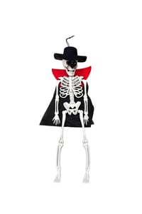 Şapkalı Pelerinli İskelet Kapı Süsü Halloween Cadılar Bayramı Parti Malzemesi 43 Cm