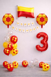 Sarı Kırmızı Futbol Temalı 3 Yaş Doğum Günü Balon Seti
