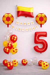 Sarı Kırmızı Futbol Temalı 5 Yaş Doğum Günü Balon Seti