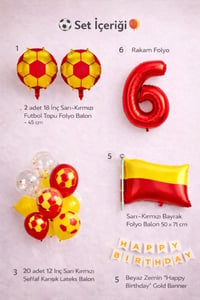 Sarı Kırmızı Futbol Temalı 6 Yaş Doğum Günü Balon Seti