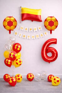 Sarı Kırmızı Futbol Temalı 6 Yaş Doğum Günü Balon Seti