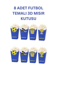 Sarı Lacivert Futbol Temalı Doğum Günü Parti Seti – İyi Ki Doğdun Banner, Gözlük, Pasta Süsü ve Mısır Kutusu