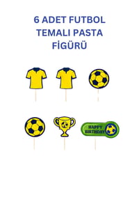 Sarı Lacivert Futbol Temalı Doğum Günü Parti Seti – İyi Ki Doğdun Banner, Gözlük, Pasta Süsü ve Mısır Kutusu