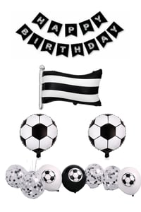 Siyah Beyaz Futbol Temalı 1 Yaş Doğum Günü Balon Seti