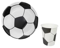 Siyah Beyaz Futbol Temalı Doğum Günü Parti Seti 8 Kişilik Karton Tabak Bardak