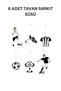 Siyah Beyaz Futbol Temalı Doğum Günü Parti Seti – İyi Ki Doğdun Banner, Gözlük, Pasta Süsü ve Mısır Kutusu