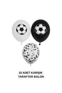 Siyah Beyaz Futbol Temalı Konsept 10'lu Balon Set
