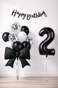 Siyah Fiyonk 2 Yaş Doğum Günü Balon Seti