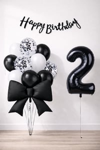 Siyah Fiyonk 2 Yaş Doğum Günü Balon Seti
