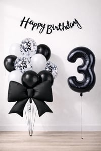 Siyah Fiyonk 3 Yaş Doğum Günü Balon Seti