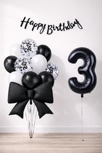 Siyah Fiyonk 3 Yaş Doğum Günü Balon Seti