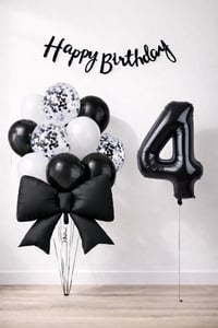Siyah Fiyonk 4 Yaş Doğum Günü Balon Seti