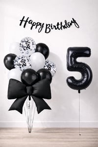 Siyah Fiyonk 5 Yaş Doğum Günü Balon Seti
