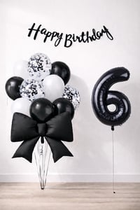 Siyah Fiyonk 6 Yaş Doğum Günü Balon Seti