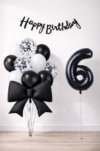 Siyah Fiyonk 6 Yaş Doğum Günü Balon Seti