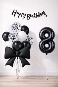Siyah Fiyonk 8 Yaş Doğum Günü Balon Seti