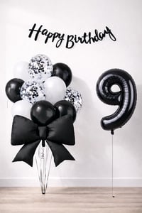 Siyah Fiyonk 9 Yaş Doğum Günü Balon Seti