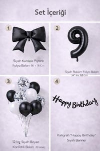 Siyah Fiyonk 9 Yaş Doğum Günü Balon Seti