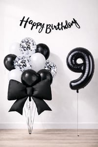 Siyah Fiyonk 9 Yaş Doğum Günü Balon Seti