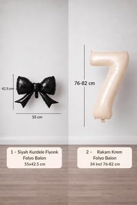 Siyah Fiyonk & Krem 7 Rakam Folyo Balon Seti