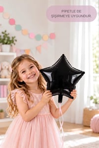 Siyah Yıldız Folyo Balon 45 cm - Bebek Çocuk Parti Kutlama