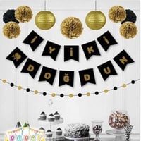 Siyah Zemin İyi Ki Doğdun Gold Banner
