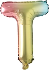 T Harf Gökkuşağı Folyo Balon16 İnç 36 cm