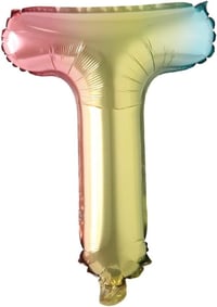 T Harf Gökkuşağı Folyo Balon16 İnç 36 cm