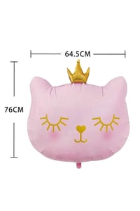 Taçlı Pembe Kedi Folyo Balon 1 Adet 76x 64.5 Cm