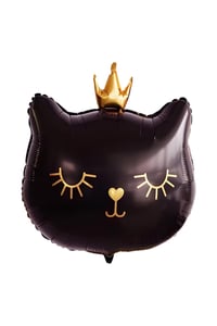 Taçlı Siyah Kedi Folyo Balon 1 Adet 76x 64.5 Cm