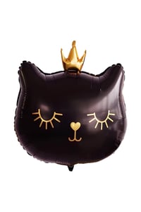 Taçlı Siyah Kedi Folyo Balon 1 Adet 76x 64.5 Cm