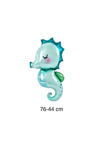 Turkuaz Deniz Atı Folyo Balon 76 × 44 cm – Deniz Altı ve Okyanus Temalı Parti Süsü