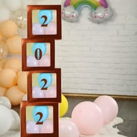 U Harfli Bakır Şeffaf Büyük Boy 25*25 cm Balon Kutusu Kendin Yap Doğum Günü Parti Kutlama Seti