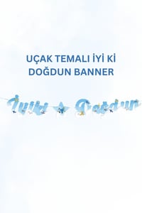 Uçak Temalı Doğum Günü Parti Seti – İyi Ki Doğdun Banner, Tavan Sarkıt, Gözlük, Pasta Süsü ve Mısır Kutusu