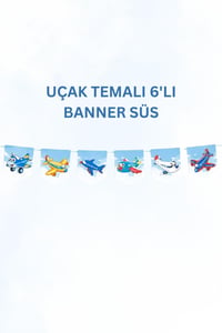 Uçak Temalı Doğum Günü Parti Seti – İyi Ki Doğdun Banner, Tavan Sarkıt, Gözlük, Pasta Süsü ve Mısır Kutusu