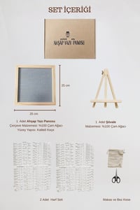 WoodArt Premium Letter Board Seti, Füme Antrasit Keçe Yüzeyli Doğal Çam Ahşap Yazı Panosu – Şövale Standlı Dekoratif Set