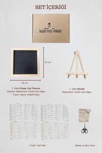WoodArt Premium Letter Board Seti, Mat Gece Siyahı Keçe Yüzeyli Doğal Çam Ahşap Yazı Panosu – Şövale Standlı Dekoratif Set