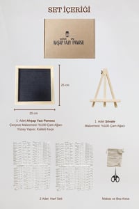 WoodArt Premium Letter Board Seti, Mat Gece Siyahı Keçe Yüzeyli Doğal Çam Ahşap Yazı Panosu – Şövale Standlı Dekoratif Set