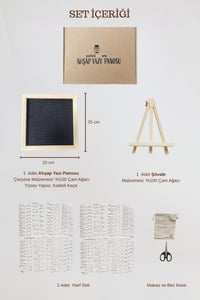 WoodArt Premium Letter Board Seti, Mat Gece Siyahı Keçe Yüzeyli Doğal Çam Ahşap Yazı Panosu – Şövale Standlı Dekoratif Set
