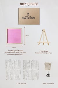 WoodArt Premium Letter Board Seti, Pudra Pembe Keçe Yüzeyli Doğal Çam Ahşap Yazı Panosu – Şövale Standlı Dekoratif Set