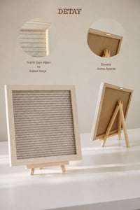 WoodArt Premium Letter Board Seti, Şampanya Krem Keçe Yüzeyli Doğal Çam Ahşap Yazı Panosu – Şövale Standlı Dekoratif Set
