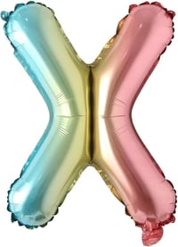 X Harf Gökkuşağı Folyo Balon16 İnç 36 cm