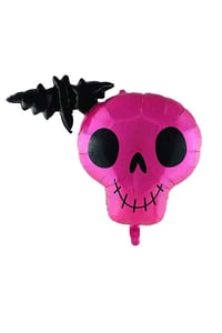 Yarasalı Kuru Kafa Büyük Boy 55x80 Cm Folyo Balon Halloween Cadılar Bayramı Parti Malzemesi