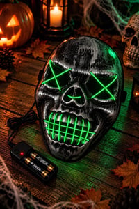 Yeşil Neon Işıklı İskelet Maske – Cadılar Bayramı Halloween Korku Maskesi