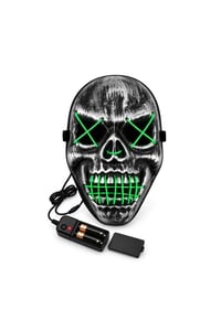 Yeşil Neon Işıklı İskelet Maske – Cadılar Bayramı Halloween Korku Maskesi