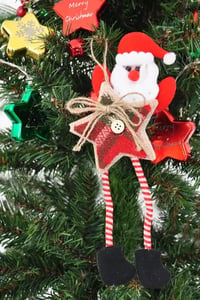 Yılbaşı Çam Ağacı Süsü Düğmeli Yıldız Süslü Sevimli Noel Baba Noel Süs
