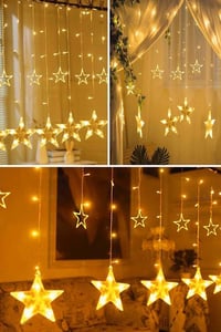 Yıldızlı Perde Led Işık 12 Saçak 138 Led Animasyonlu , Fişli, Günışığı